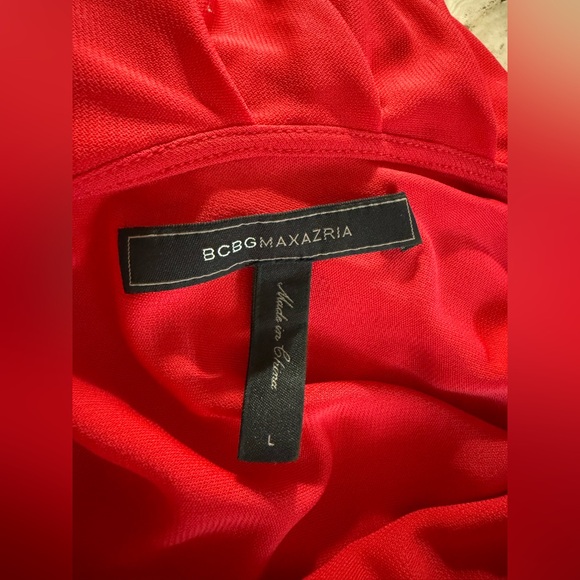 Elegant Red Draped Dress size L BCBGMAXAZRIA - Picture 14 of 16